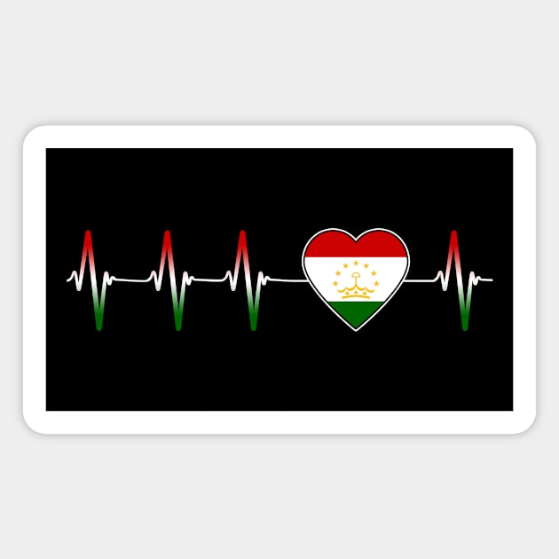 Tajik Tadzhik Heartbeat I Love Tajikistan Country Flag Heart Family Magnet by Eyes4